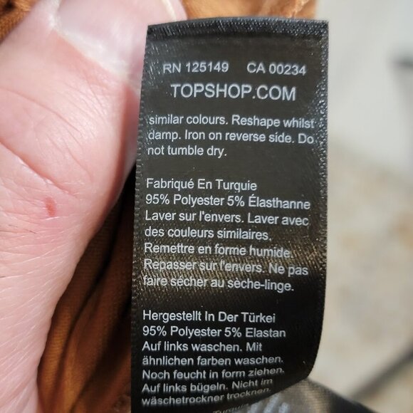 Topshop Tan Ribbed Long Sleeve Midi Dress with Waist Tie | Size 10 - Picture 12 of 12